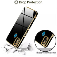 VAKIBO Golden Chrome Border Black Coloured Soft TPU Back Cover Case With Camera Protection Suitable for Samsung Galaxy M21