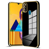 VAKIBO Golden Chrome Border Black Coloured Soft TPU Back Cover Case With Camera Protection Suitable for Samsung Galaxy M21