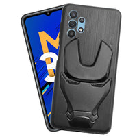 VAKIBO Iron Man 3D Mask Design Soft TPU Back Cover Case With Camera Protection Ring Suitable for Samsung Galaxy M32 5G