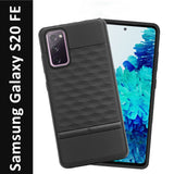 VAKIBO Parallax Design Black Coloured Soft TPU Rubber Back Cover Case With Camera Protection Ring Suitable for Samsung Galaxy S20 FE