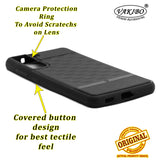 VAKIBO Parallax Design Black Coloured Soft TPU Rubber Back Cover Case With Camera Protection Ring Suitable for Samsung Galaxy S21 FE