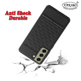 VAKIBO Parallax Design Black Coloured Soft TPU Rubber Back Cover Case With Camera Protection Ring Suitable for Samsung Galaxy S21 FE