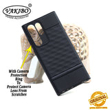 VAKIBO Parallax Design Black Coloured Soft TPU Rubber Back Cover Case With Camera Protection Ring Suitable for Samsung Galaxy S22 Ultra