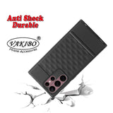 VAKIBO Parallax Design Black Coloured Soft TPU Rubber Back Cover Case With Camera Protection Ring Suitable for Samsung Galaxy S22 Ultra