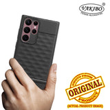 VAKIBO Parallax Design Black Coloured Soft TPU Rubber Back Cover Case With Camera Protection Ring Suitable for Samsung Galaxy S22 Ultra