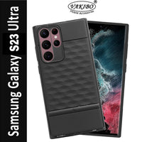 VAKIBO Parallax Design Black Coloured Soft TPU Rubber Back Cover Case With Camera Protection Ring Suitable for Samsung Galaxy S23 Ultra