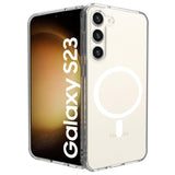 VAKIBO Megnatic Magsafe Transparent Coloured Soft with Hard back Back Cover Case With Camera Protection Ring Suitable for Samsung Galaxy S23