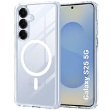 VAKIBO Megnatic Magsafe Transparent Coloured Soft with Hard back Back Cover Case With Camera Protection Ring Suitable for Samsung Galaxy S25