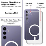 VAKIBO Megnatic Magsafe Transparent Coloured Soft with Hard back Back Cover Case With Camera Protection Ring Suitable for Samsung Galaxy S24