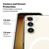 VAKIBO Megnatic Magsafe Transparent Coloured Soft with Hard back Back Cover Case With Camera Protection Ring Suitable for Samsung Galaxy S23