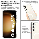VAKIBO Megnatic Magsafe Transparent Coloured Soft with Hard back Back Cover Case With Camera Protection Ring Suitable for Samsung Galaxy S23