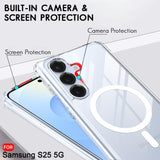 VAKIBO Megnatic Magsafe Transparent Coloured Soft with Hard back Back Cover Case With Camera Protection Ring Suitable for Samsung Galaxy S25