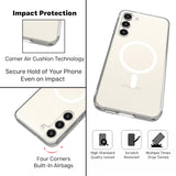 VAKIBO Megnatic Magsafe Transparent Coloured Soft with Hard back Back Cover Case With Camera Protection Ring Suitable for Samsung Galaxy S23