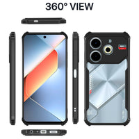 VAKIBO Best Selling Black and Transparent Coloured Made With Soft TPU and Acrylic Back Cover Case With 4 Corner and Camera Protection Suitable for Tecno Pova 6 Neo