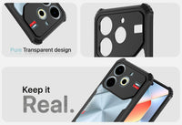 VAKIBO Best Selling Black and Transparent Coloured Made With Soft TPU and Acrylic Back Cover Case With 4 Corner and Camera Protection Suitable for Tecno Pova 6 Neo