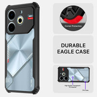 VAKIBO Best Selling Black and Transparent Coloured Made With Soft TPU and Acrylic Back Cover Case With 4 Corner and Camera Protection Suitable for Tecno Pova 6 Neo
