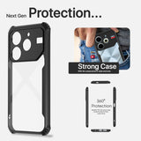 VAKIBO Best Selling Black and Transparent Coloured Made With Soft TPU and Acrylic Back Cover Case With 4 Corner and Camera Protection Suitable for Tecno Pova 6 Neo