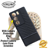 VAKIBO Parallax Design Black Coloured Soft TPU Rubber Back Cover Case With Camera Protection Ring Suitable for Vivo V29 Pro