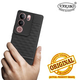 VAKIBO Parallax Design Black Coloured Soft TPU Rubber Back Cover Case With Camera Protection Ring Suitable for Vivo S17 Pro