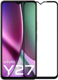 Super Premium Quality Tempered Glass Screen Guard Protector With Black Border Suitable For Vivo Y27 4G