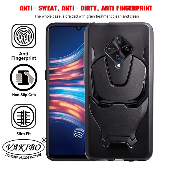 VAKIBO Iron Man 3D Mask Design Soft TPU Back Cover Case With Camera Protection Ring Suitable for Vivo S1 Pro