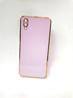 VAKIBO Golden Chrome Border Purple Coloured Soft TPU Back Cover Case With Camera Protection Suitable for Vivo V11 Pro