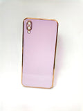VAKIBO Golden Chrome Border Purple Coloured Soft TPU Back Cover Case With Camera Protection Suitable for Vivo V11 Pro