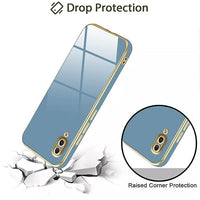 VAKIBO Golden Chrome Border Steel Blue Coloured Soft TPU Back Cover Case With Camera Protection Suitable for Vivo V11Pro