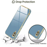 VAKIBO Golden Chrome Border Steel Blue Coloured Soft TPU Back Cover Case With Camera Protection Suitable for Vivo V11Pro