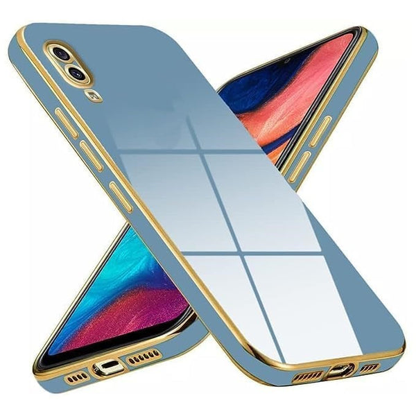 VAKIBO Golden Chrome Border Steel Blue Coloured Soft TPU Back Cover Case With Camera Protection Suitable for Vivo V11Pro