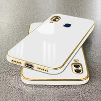 VAKIBO Golden Chrome Border White Coloured Soft TPU Back Cover Case With Camera Protection Suitable for Vivo V11