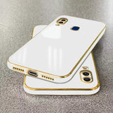 VAKIBO Golden Chrome Border White Coloured Soft TPU Back Cover Case With Camera Protection Suitable for Vivo V11
