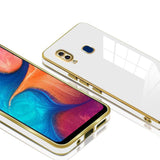 VAKIBO Golden Chrome Border White Coloured Soft TPU Back Cover Case With Camera Protection Suitable for Vivo V11