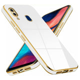 VAKIBO Golden Chrome Border White Coloured Soft TPU Back Cover Case With Camera Protection Suitable for Vivo V11