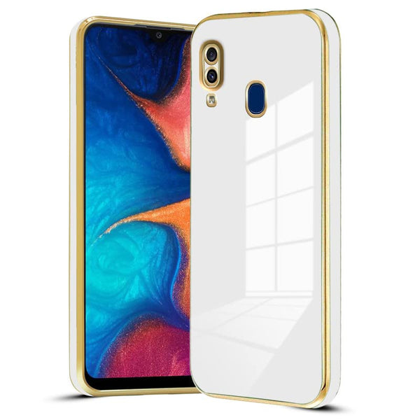 VAKIBO Golden Chrome Border White Coloured Soft TPU Back Cover Case With Camera Protection Suitable for Vivo V11