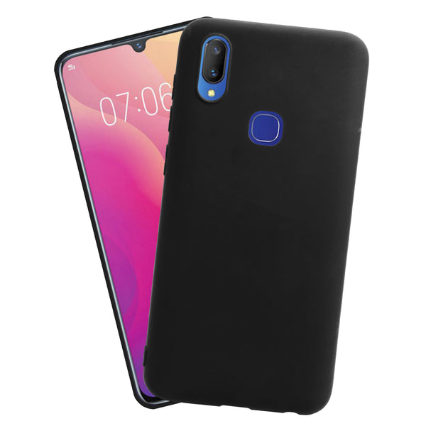 VAKIBO 1.2 MM Thick Black Coloured Soft TPU Rubber Back Cover Case With Camera Protection Ring Suitable for Vivo V11