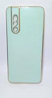 VAKIBO Golden Chrome Border Aqua Coloured Soft TPU Back Cover Case With Camera Protection Suitable for Vivo V15 Pro