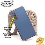 VAKIBO Golden Chrome Border Steel Blue Coloured Soft TPU Back Cover Case With Camera Protection Suitable for Vivo V15 Pro
