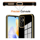 VAKIBO Golden Chrome Border Black Coloured Soft TPU Back Cover Case With Camera Protection Suitable for Vivo V23e