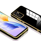 VAKIBO Golden Chrome Border Black Coloured Soft TPU Back Cover Case With Camera Protection Suitable for Vivo V23e