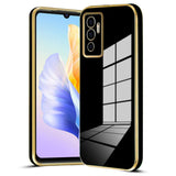 VAKIBO Golden Chrome Border Black Coloured Soft TPU Back Cover Case With Camera Protection Suitable for Vivo V23e