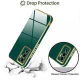 VAKIBO Golden Chrome Border Green Coloured Soft TPU Back Cover Case With Camera Protection Suitable for Vivo V23e 5G
