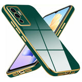VAKIBO Golden Chrome Border Green Coloured Soft TPU Back Cover Case With Camera Protection Suitable for Vivo V23e
