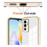 VAKIBO Golden Chrome Border White Coloured Soft TPU Back Cover Case With Camera Protection Suitable for Vivo V23e