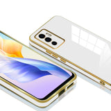 VAKIBO Golden Chrome Border White Coloured Soft TPU Back Cover Case With Camera Protection Suitable for Vivo V23e