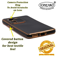 VAKIBO Golden Chrome Border Black Coloured Soft TPU Back Cover Case With Camera Protection Suitable for Vivo V25 Pro