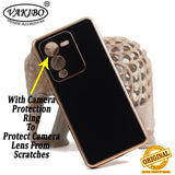 VAKIBO Golden Chrome Border Black Coloured Soft TPU Back Cover Case With Camera Protection Suitable for Vivo V25 Pro
