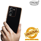 VAKIBO Golden Chrome Border Black Coloured Soft TPU Back Cover Case With Camera Protection Suitable for Vivo V25 Pro