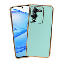 VAKIBO Golden Chrome Border Pista Coloured Soft TPU Back Cover Case With Camera Protection Suitable for Vivo V25 Pro