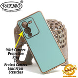 VAKIBO Golden Chrome Border Pista Coloured Soft TPU Back Cover Case With Camera Protection Suitable for Vivo V25 Pro